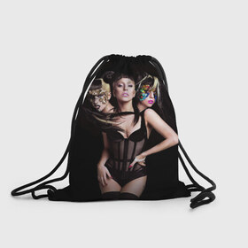 Рюкзак-мешок 3D с принтом Lady Gaga в Кировске, 100% полиэстер | плотность ткани — 200 г/м2, размер — 35 х 45 см; лямки — толстые шнурки, застежка на шнуровке, без карманов и подкладки | 