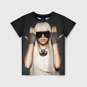 Детская футболка 3D с принтом Lady Gaga в Кировске, 100% гипоаллергенный полиэфир | прямой крой, круглый вырез горловины, длина до линии бедер, чуть спущенное плечо, ткань немного тянется | Тематика изображения на принте: lady gaga | блондинка | звезда | знаменитость | леди гаага | очки | певица | поп | эпатаж | эпатажная