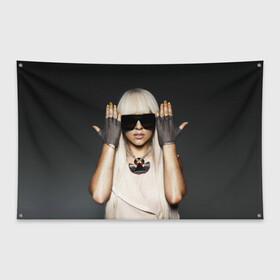Флаг-баннер с принтом Lady Gaga в Кировске, 100% полиэстер | размер 67 х 109 см, плотность ткани — 95 г/м2; по краям флага есть четыре люверса для крепления | lady gaga | блондинка | звезда | знаменитость | леди гаага | очки | певица | поп | эпатаж | эпатажная
