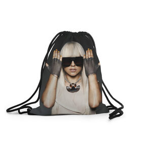 Рюкзак-мешок 3D с принтом Lady Gaga в Кировске, 100% полиэстер | плотность ткани — 200 г/м2, размер — 35 х 45 см; лямки — толстые шнурки, застежка на шнуровке, без карманов и подкладки | lady gaga | блондинка | звезда | знаменитость | леди гаага | очки | певица | поп | эпатаж | эпатажная