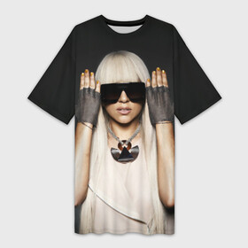 Платье-футболка 3D с принтом Lady Gaga в Кировске,  |  | lady gaga | блондинка | звезда | знаменитость | леди гаага | очки | певица | поп | эпатаж | эпатажная