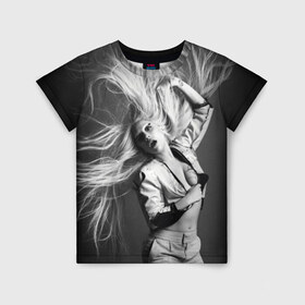 Детская футболка 3D с принтом Lady Gaga в Кировске, 100% гипоаллергенный полиэфир | прямой крой, круглый вырез горловины, длина до линии бедер, чуть спущенное плечо, ткань немного тянется | Тематика изображения на принте: lady gaga | блондинка | звезда | знаменитость | леди гаага | певица | поп | эпатаж | эпатажная