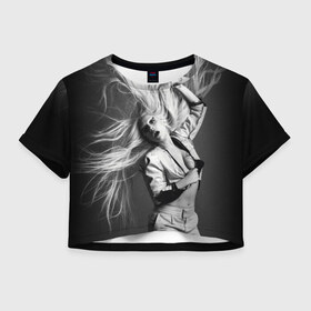 Женская футболка 3D укороченная с принтом Lady Gaga в Кировске, 100% полиэстер | круглая горловина, длина футболки до линии талии, рукава с отворотами | lady gaga | блондинка | звезда | знаменитость | леди гаага | певица | поп | эпатаж | эпатажная