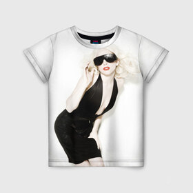 Детская футболка 3D с принтом Lady Gaga в Кировске, 100% гипоаллергенный полиэфир | прямой крой, круглый вырез горловины, длина до линии бедер, чуть спущенное плечо, ткань немного тянется | Тематика изображения на принте: lady gaga | блондинка | звезда | знаменитость | леди гаага | певица | поп | эпатаж | эпатажная