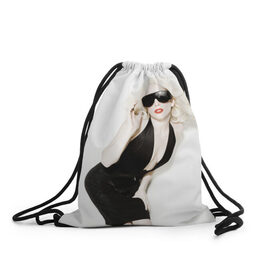 Рюкзак-мешок 3D с принтом Lady Gaga в Кировске, 100% полиэстер | плотность ткани — 200 г/м2, размер — 35 х 45 см; лямки — толстые шнурки, застежка на шнуровке, без карманов и подкладки | Тематика изображения на принте: lady gaga | блондинка | звезда | знаменитость | леди гаага | певица | поп | эпатаж | эпатажная
