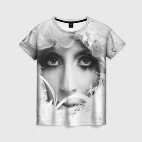 Женская футболка 3D с принтом Lady Gaga в Кировске, 100% полиэфир ( синтетическое хлопкоподобное полотно) | прямой крой, круглый вырез горловины, длина до линии бедер | lady gaga | белые | блондинка | звезда | знаменитость | леди гаага | певица | перья | поп | эпатаж | эпатажная
