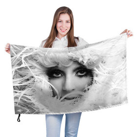 Флаг 3D с принтом Lady Gaga в Кировске, 100% полиэстер | плотность ткани — 95 г/м2, размер — 67 х 109 см. Принт наносится с одной стороны | lady gaga | белые | блондинка | звезда | знаменитость | леди гаага | певица | перья | поп | эпатаж | эпатажная
