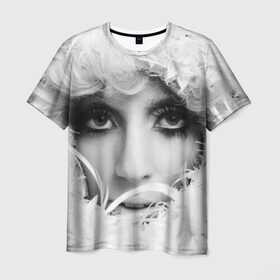 Мужская футболка 3D с принтом Lady Gaga в Кировске, 100% полиэфир | прямой крой, круглый вырез горловины, длина до линии бедер | lady gaga | белые | блондинка | звезда | знаменитость | леди гаага | певица | перья | поп | эпатаж | эпатажная