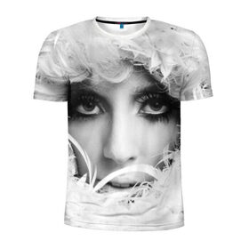 Мужская футболка 3D спортивная с принтом Lady Gaga в Кировске, 100% полиэстер с улучшенными характеристиками | приталенный силуэт, круглая горловина, широкие плечи, сужается к линии бедра | lady gaga | белые | блондинка | звезда | знаменитость | леди гаага | певица | перья | поп | эпатаж | эпатажная