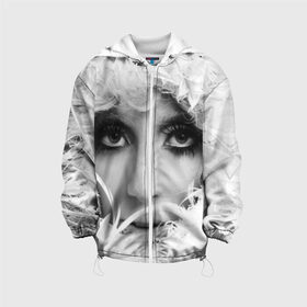 Детская куртка 3D с принтом Lady Gaga в Кировске, 100% полиэстер | застежка — молния, подол и капюшон оформлены резинкой с фиксаторами, по бокам — два кармана без застежек, один потайной карман на груди, плотность верхнего слоя — 90 г/м2; плотность флисового подклада — 260 г/м2 | Тематика изображения на принте: lady gaga | белые | блондинка | звезда | знаменитость | леди гаага | певица | перья | поп | эпатаж | эпатажная
