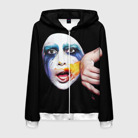 Мужская толстовка 3D на молнии с принтом Lady Gaga в Кировске, 100% полиэстер | длина до линии бедра, манжеты и пояс оформлены мягкой тканевой резинкой, двухслойный капюшон со шнурком для регулировки, спереди молния, по бокам два кармана | Тематика изображения на принте: lady gaga | взгляд | звезда | знаменитость | леди гаага | певица | поп | портрет | эпатаж | эпатажная