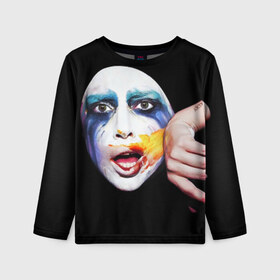 Детский лонгслив 3D с принтом Lady Gaga в Кировске, 100% полиэстер | длинные рукава, круглый вырез горловины, полуприлегающий силуэт
 | Тематика изображения на принте: lady gaga | взгляд | звезда | знаменитость | леди гаага | певица | поп | портрет | эпатаж | эпатажная