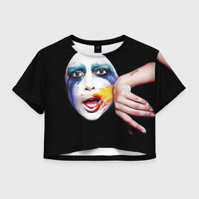 Женская футболка 3D укороченная с принтом Lady Gaga в Кировске, 100% полиэстер | круглая горловина, длина футболки до линии талии, рукава с отворотами | lady gaga | взгляд | звезда | знаменитость | леди гаага | певица | поп | портрет | эпатаж | эпатажная