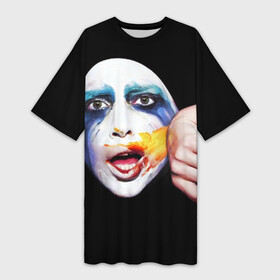 Платье-футболка 3D с принтом Lady Gaga в Кировске,  |  | lady gaga | взгляд | звезда | знаменитость | леди гаага | певица | поп | портрет | эпатаж | эпатажная