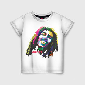 Детская футболка 3D с принтом Bob Marley в Кировске, 100% гипоаллергенный полиэфир | прямой крой, круглый вырез горловины, длина до линии бедер, чуть спущенное плечо, ткань немного тянется | 2016 | арт | дизайн | зд | объем | поп | портреты