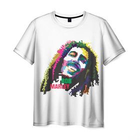 Мужская футболка 3D с принтом Bob Marley в Кировске, 100% полиэфир | прямой крой, круглый вырез горловины, длина до линии бедер | 2016 | арт | дизайн | зд | объем | поп | портреты