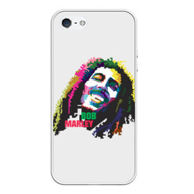 Чехол силиконовый для Телефон Apple iPhone 5/5S с принтом Bob Marley в Кировске, Силикон | Область печати: задняя сторона чехла, без боковых панелей | Тематика изображения на принте: 2016 | арт | дизайн | зд | объем | поп | портреты
