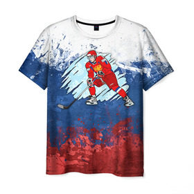 Мужская футболка 3D с принтом Хоккей в Кировске, 100% полиэфир | прямой крой, круглый вырез горловины, длина до линии бедер | nhl | нхл | хоккеист | хоккей