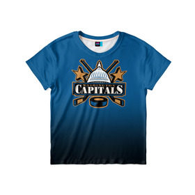 Детская футболка 3D с принтом Вашингтон Кэпиталз в Кировске, 100% гипоаллергенный полиэфир | прямой крой, круглый вырез горловины, длина до линии бедер, чуть спущенное плечо, ткань немного тянется | nhl | вашингтон кэпиталз | нхл | хоккеист | хоккей