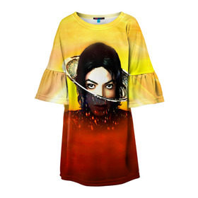 Детское платье 3D с принтом Michael Jackson в Кировске, 100% полиэстер | прямой силуэт, чуть расширенный к низу. Круглая горловина, на рукавах — воланы | майкл джексон