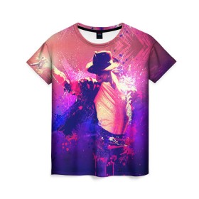 Женская футболка 3D с принтом Michael Jackson в Кировске, 100% полиэфир ( синтетическое хлопкоподобное полотно) | прямой крой, круглый вырез горловины, длина до линии бедер | джексон | майкл