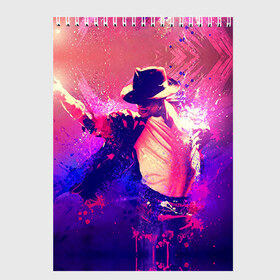 Скетчбук с принтом Michael Jackson в Кировске, 100% бумага
 | 48 листов, плотность листов — 100 г/м2, плотность картонной обложки — 250 г/м2. Листы скреплены сверху удобной пружинной спиралью | джексон | майкл