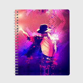 Тетрадь с принтом Michael Jackson в Кировске, 100% бумага | 48 листов, плотность листов — 60 г/м2, плотность картонной обложки — 250 г/м2. Листы скреплены сбоку удобной пружинной спиралью. Уголки страниц и обложки скругленные. Цвет линий — светло-серый
 | джексон | майкл