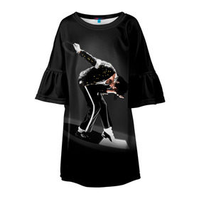 Детское платье 3D с принтом Michael Jackson в Кировске, 100% полиэстер | прямой силуэт, чуть расширенный к низу. Круглая горловина, на рукавах — воланы | Тематика изображения на принте: майкл джексон