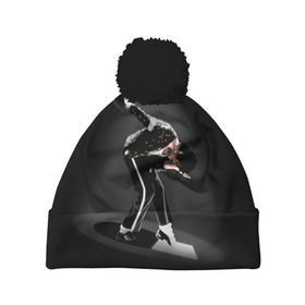 Шапка 3D c помпоном с принтом Michael Jackson в Кировске, 100% полиэстер | универсальный размер, печать по всей поверхности изделия | майкл джексон