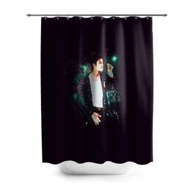Штора 3D для ванной с принтом Michael Jackson в Кировске, 100% полиэстер | плотность материала — 100 г/м2. Стандартный размер — 146 см х 180 см. По верхнему краю — пластиковые люверсы для креплений. В комплекте 10 пластиковых колец | майкл джексон