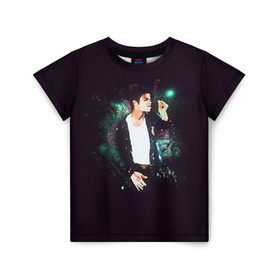 Детская футболка 3D с принтом Michael Jackson в Кировске, 100% гипоаллергенный полиэфир | прямой крой, круглый вырез горловины, длина до линии бедер, чуть спущенное плечо, ткань немного тянется | майкл джексон