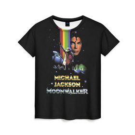 Женская футболка 3D с принтом Michael Jackson в Кировске, 100% полиэфир ( синтетическое хлопкоподобное полотно) | прямой крой, круглый вырез горловины, длина до линии бедер | майкл джексон