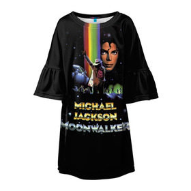 Детское платье 3D с принтом Michael Jackson в Кировске, 100% полиэстер | прямой силуэт, чуть расширенный к низу. Круглая горловина, на рукавах — воланы | майкл джексон