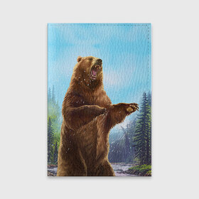 Обложка для паспорта матовая кожа с принтом Русский медведь в Кировске, натуральная матовая кожа | размер 19,3 х 13,7 см; прозрачные пластиковые крепления | гитара