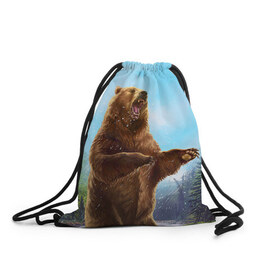 Рюкзак-мешок 3D с принтом Русский медведь в Кировске, 100% полиэстер | плотность ткани — 200 г/м2, размер — 35 х 45 см; лямки — толстые шнурки, застежка на шнуровке, без карманов и подкладки | гитара