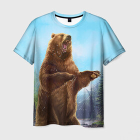 Мужская футболка 3D с принтом Русский медведь в Кировске, 100% полиэфир | прямой крой, круглый вырез горловины, длина до линии бедер | гитара