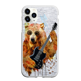Чехол для iPhone 11 Pro матовый с принтом Медведь с гитарой в Кировске, Силикон |  | гитара
