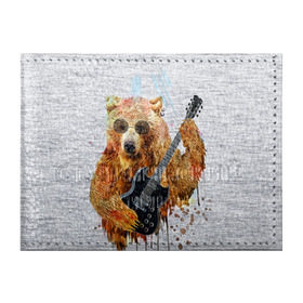 Обложка для студенческого билета с принтом Медведь с гитарой в Кировске, натуральная кожа | Размер: 11*8 см; Печать на всей внешней стороне | гитара