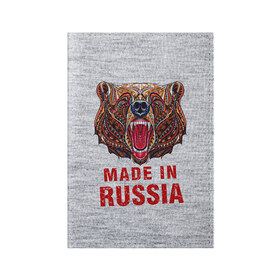 Обложка для паспорта матовая кожа с принтом made in Russia в Кировске, натуральная матовая кожа | размер 19,3 х 13,7 см; прозрачные пластиковые крепления | bear | made | made in russia | russia | злой | медведь | пасть | русский | я | я русский