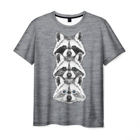 Мужская футболка 3D с принтом Еноты в Кировске, 100% полиэфир | прямой крой, круглый вырез горловины, длина до линии бедер | енот