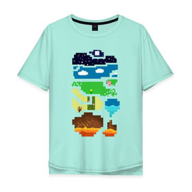 Мужская футболка хлопок Oversize с принтом Minecraft world в Кировске, 100% хлопок | свободный крой, круглый ворот, “спинка” длиннее передней части | Тематика изображения на принте: minecraft мир.minecraft | world | майнкрафт | мир