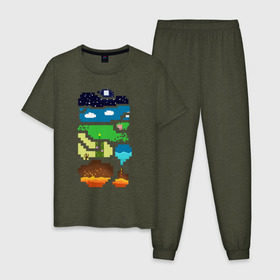 Мужская пижама хлопок с принтом Minecraft world в Кировске, 100% хлопок | брюки и футболка прямого кроя, без карманов, на брюках мягкая резинка на поясе и по низу штанин
 | Тематика изображения на принте: minecraft мир.minecraft | world | майнкрафт | мир