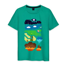 Мужская футболка хлопок с принтом Minecraft world в Кировске, 100% хлопок | прямой крой, круглый вырез горловины, длина до линии бедер, слегка спущенное плечо. | minecraft мир.minecraft | world | майнкрафт | мир