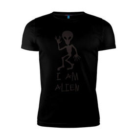 Мужская футболка премиум с принтом Alien в Кировске, 92% хлопок, 8% лайкра | приталенный силуэт, круглый вырез ворота, длина до линии бедра, короткий рукав | инопланетянин | нло | прикол | пришелец | юмор