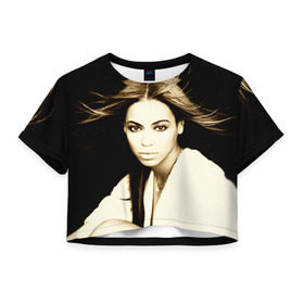 Женская футболка 3D укороченная с принтом Beyonce в Кировске, 100% полиэстер | круглая горловина, длина футболки до линии талии, рукава с отворотами | beyonce | бейонсе | музыка