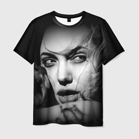 Мужская футболка 3D с принтом Анжелина Джоли в Кировске, 100% полиэфир | прямой крой, круглый вырез горловины, длина до линии бедер | Тематика изображения на принте: angelina jolie | американская актриса | анжелина джоли | режиссёр | фотомодель | ценарист
