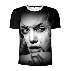 Мужская футболка 3D спортивная с принтом Анжелина Джоли в Кировске, 100% полиэстер с улучшенными характеристиками | приталенный силуэт, круглая горловина, широкие плечи, сужается к линии бедра | angelina jolie | американская актриса | анжелина джоли | режиссёр | фотомодель | ценарист