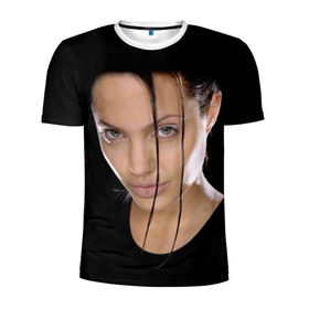Мужская футболка 3D спортивная с принтом Анжелина Джоли в Кировске, 100% полиэстер с улучшенными характеристиками | приталенный силуэт, круглая горловина, широкие плечи, сужается к линии бедра | Тематика изображения на принте: angelina jolie | американская актриса | анжелина джоли | режиссёр | фотомодель | ценарист