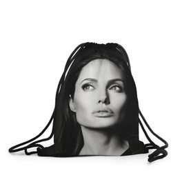 Рюкзак-мешок 3D с принтом Анжелина Джоли в Кировске, 100% полиэстер | плотность ткани — 200 г/м2, размер — 35 х 45 см; лямки — толстые шнурки, застежка на шнуровке, без карманов и подкладки | angelina jolie | американская актриса | анжелина джоли | режиссёр | фотомодель | ценарист
