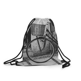 Рюкзак-мешок 3D с принтом Велосипед в Кировске, 100% полиэстер | плотность ткани — 200 г/м2, размер — 35 х 45 см; лямки — толстые шнурки, застежка на шнуровке, без карманов и подкладки | bike | байк | велосипед | италия | стиль